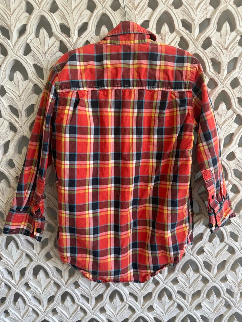 Gap Kids Boys Plaid Button Down Shirt XS Red Fall